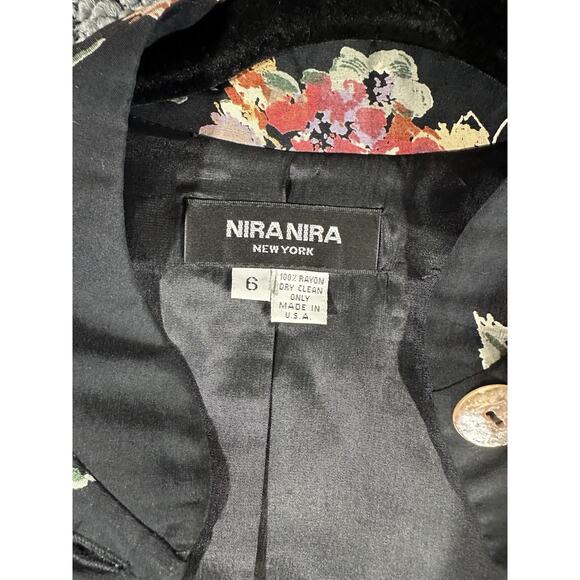 Nira Nira New York Fitted Jacket Blazer Black Floral Vintage Women’s Size 6 - Picture 7 of 7